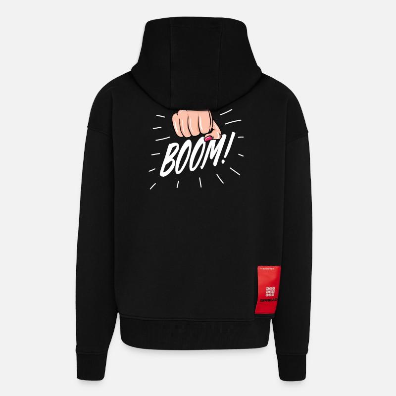 Strip Pop mit weiblicher Faust - Zip Hoodie - made by SPREAD - SOLID BLACK