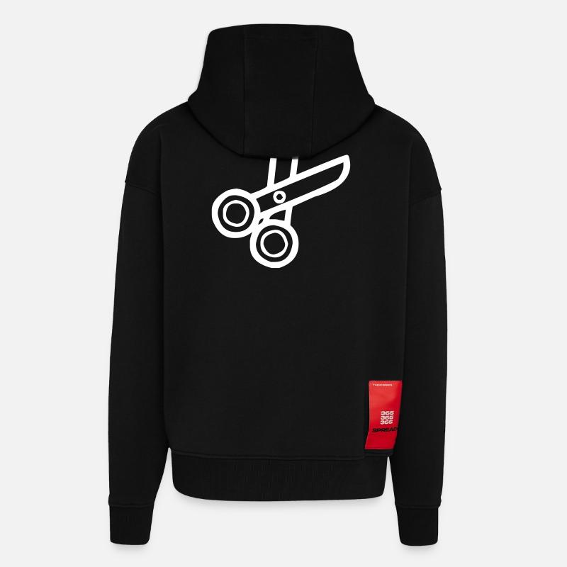 Ciseaux pour couper - Veste à capuche bio épaisse oversize fabriqué en UE - SOLID BLACK