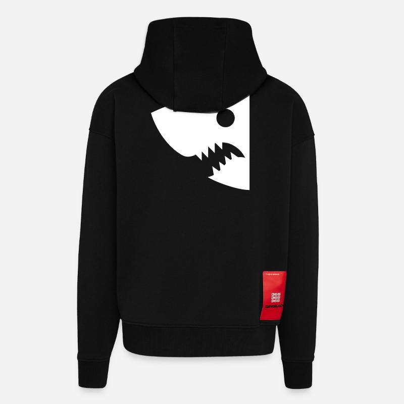 Tête de requin - Veste à capuche bio épaisse oversize fabriqué en UE - SOLID BLACK
