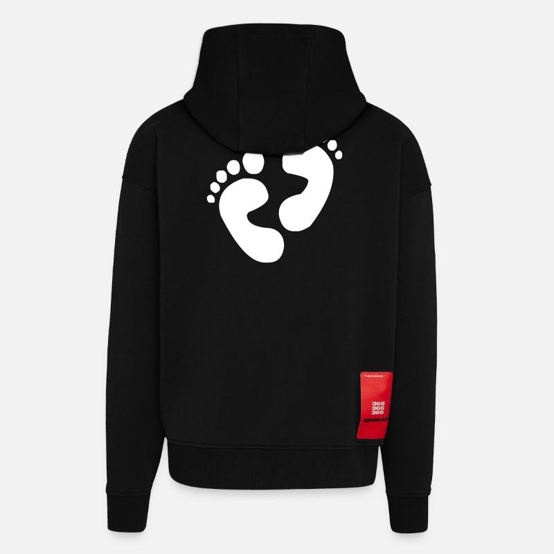 Empreintes de pas pieds - Veste à capuche bio épaisse oversize fabriqué en UE - SOLID BLACK