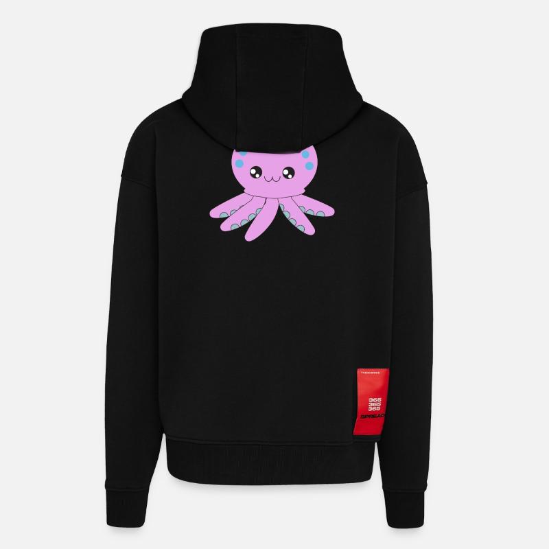Pieuvre, pieuvre, tentacule, sous l'eau - Veste à capuche bio épaisse oversize fabriqué en UE - SOLID BLACK