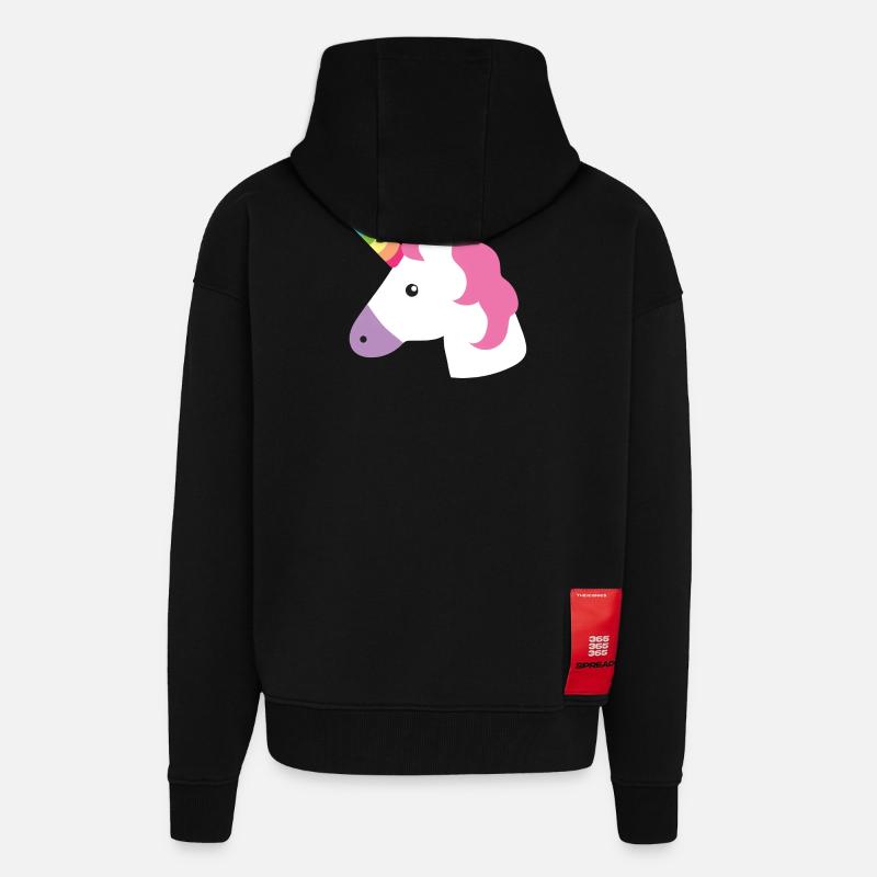 licorne - Veste à capuche bio épaisse oversize fabriqué en UE - SOLID BLACK