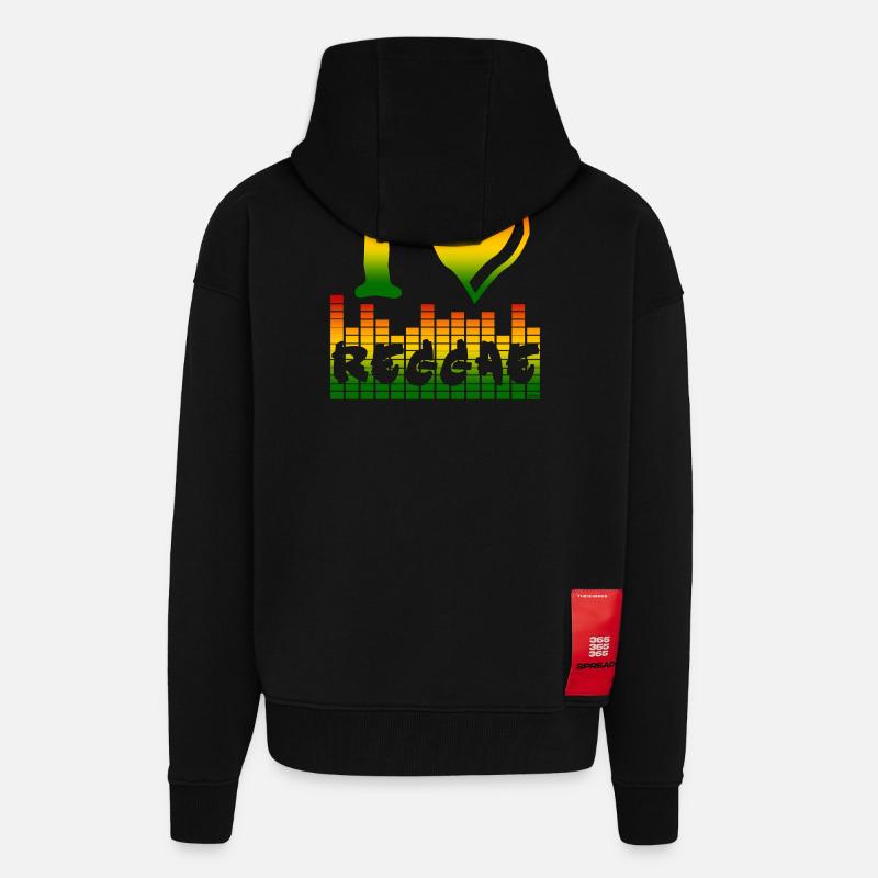 I Love Reggae Regenbogen - Zip Hoodie - made by SPREAD - SOLID BLACK