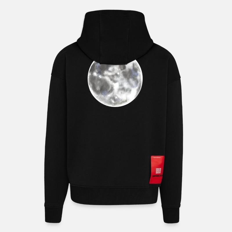 Nuit de pleine lune lune - Veste à capuche bio épaisse oversize fabriqué en UE - SOLID BLACK