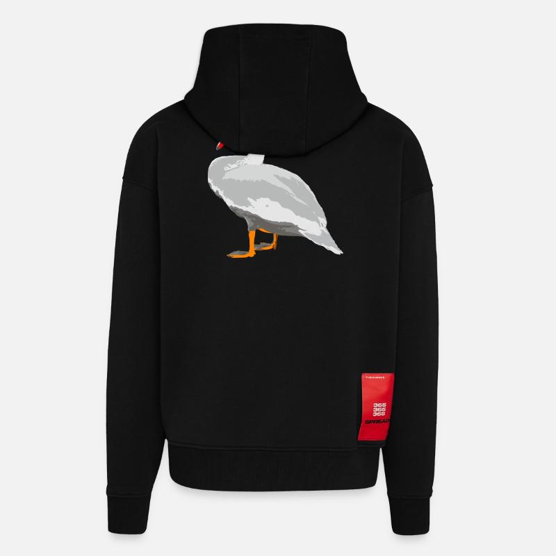 cygne - Veste à capuche bio épaisse oversize fabriqué en UE - SOLID BLACK