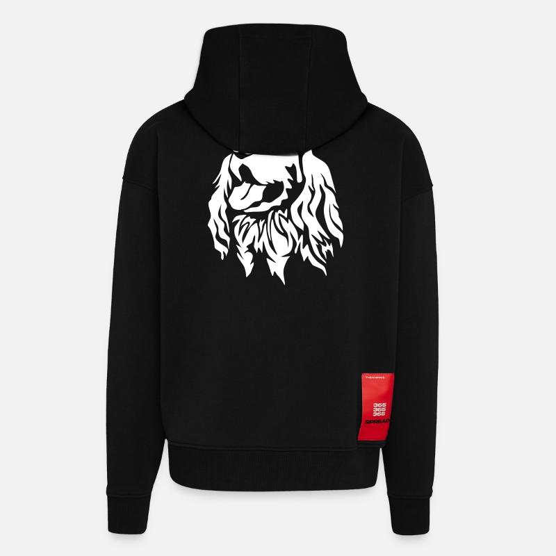 Cocker Spaniel "Black Edition" - Veste à capuche bio épaisse oversize fabriqué en UE - SOLID BLACK