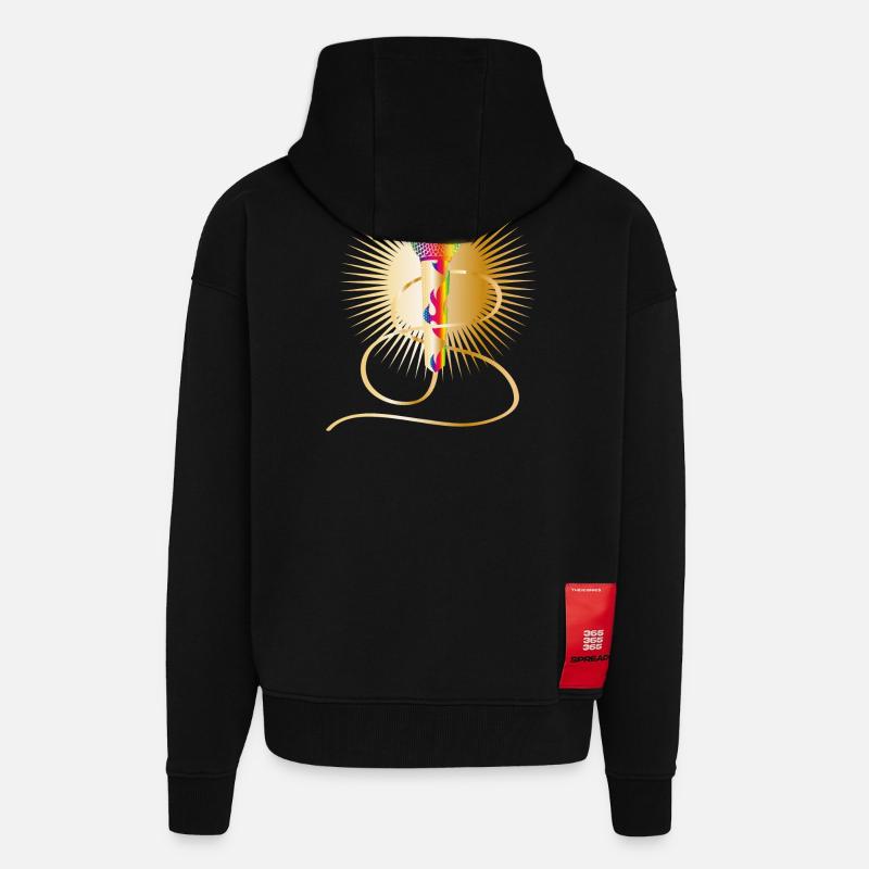 goldenes Mikrofon mit Regenbogen Elementen - Zip Hoodie - made by SPREAD - SOLID BLACK
