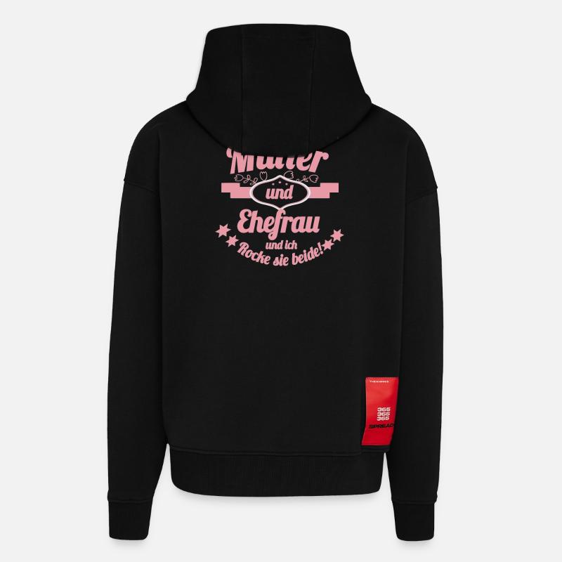 Mutter und Ehefrau Lustiger Spruch - Zip Hoodie - made by SPREAD - SOLID BLACK
