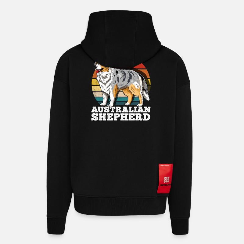 Australian Shepherd Aussie Retro - Zip Hoodie - made by SPREAD - SOLID BLACK
