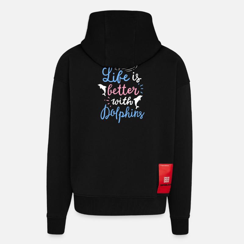 Delfin - Zip Hoodie - made by SPREAD - SOLID BLACK