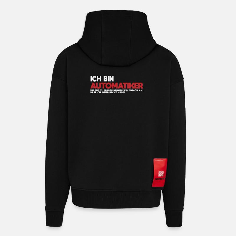 Ich bin Automatiker Tech-Statement - Zip Hoodie - made by SPREAD - SOLID BLACK