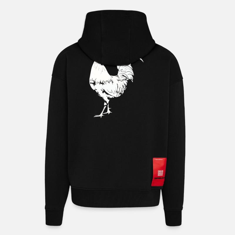 Hahn Huhn Gockel - Zip Hoodie - made by SPREAD - SOLID BLACK