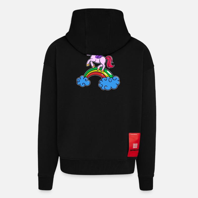 Einhorn Cool Tier - Zip Hoodie - made by SPREAD - SOLID BLACK