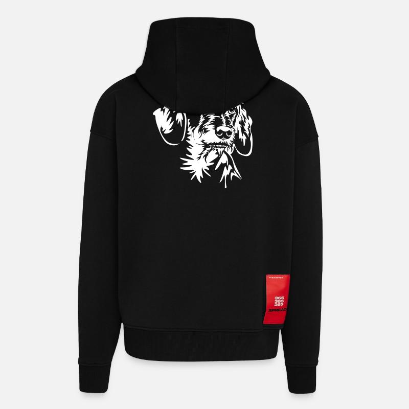 Tête de teckel « Black Edition » - Veste à capuche bio épaisse oversize fabriqué en UE - SOLID BLACK