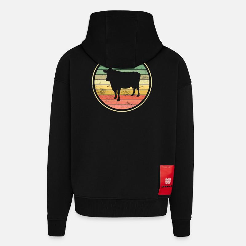 Vache Vaches - Veste à capuche bio épaisse oversize fabriqué en UE - SOLID BLACK