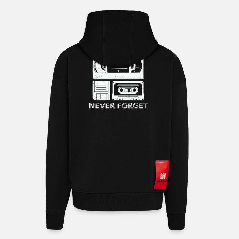 Conception créative de cassette - Veste à capuche bio épaisse oversize fabriqué en UE - SOLID BLACK
