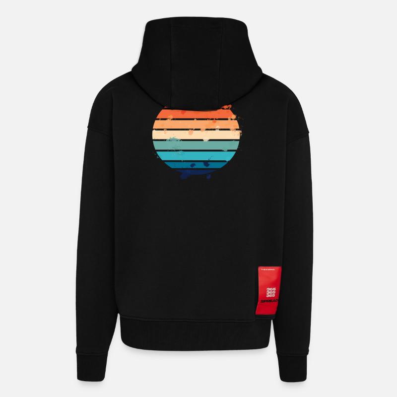 Splatter Retro Sunset - Zip Hoodie - made by SPREAD - SOLID BLACK