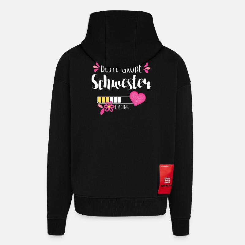 Beste Große Schwester Loading - Zip Hoodie - made by SPREAD - SOLID BLACK
