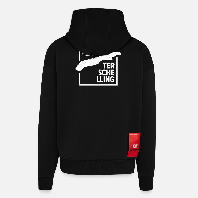 Terschelling | Insel-Silhouette Stempel-Design - Zip Hoodie - made by SPREAD - SOLID BLACK