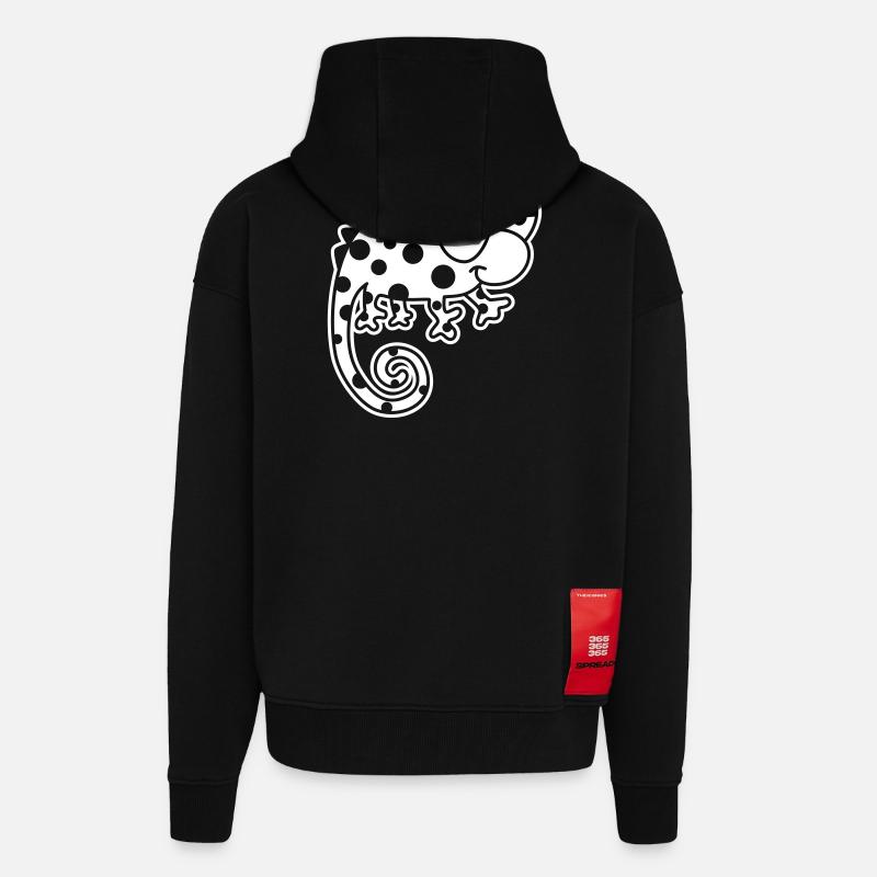 Chamäleon – Farbwechselndes Reptil, stylisch Vinta - Zip Hoodie - made by SPREAD - SOLID BLACK