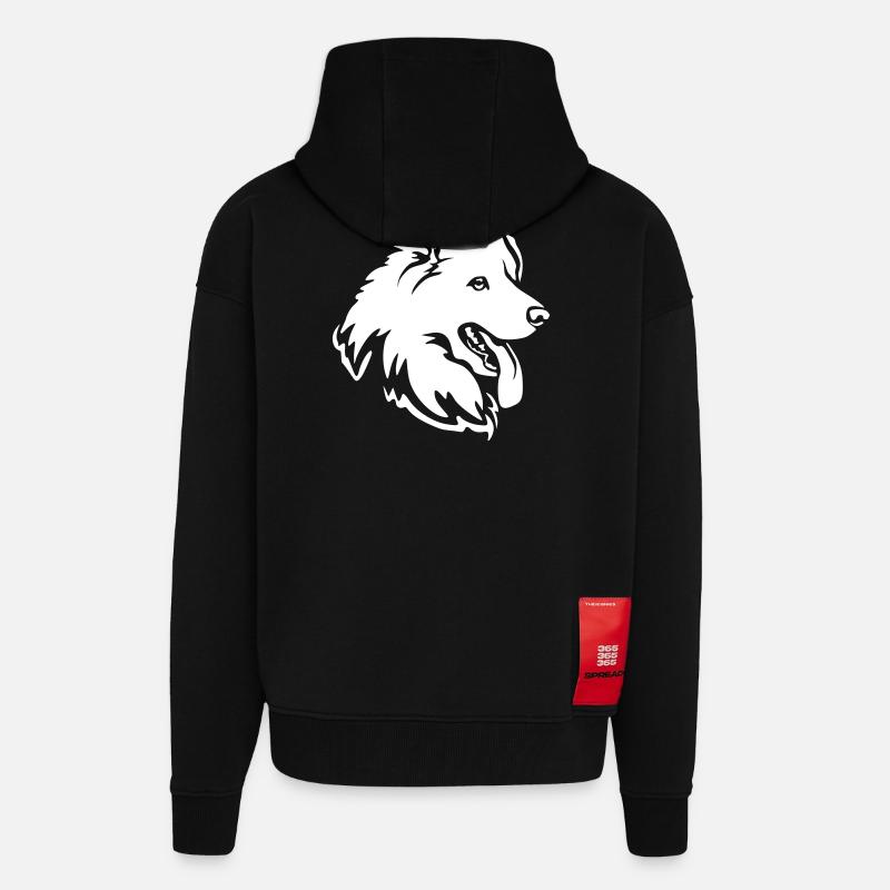 Samoyed Head "Black Edition" - Zip Hoodie - made by SPREAD - SOLID BLACK