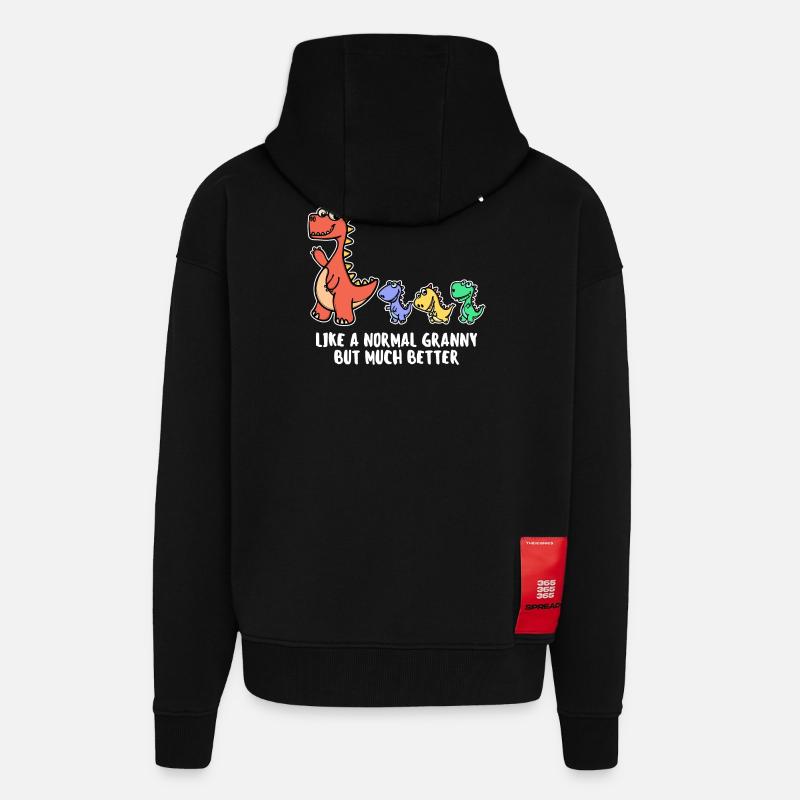 Oma Cool Statement Großmutter Dinosaurier - Zip Hoodie - made by SPREAD - SOLID BLACK
