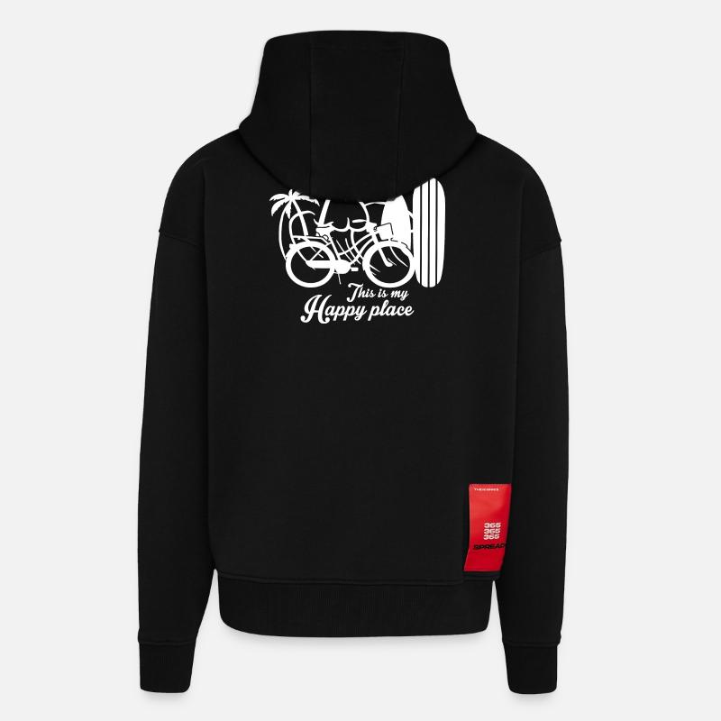 C’est mon endroit heureux - Veste à capuche bio épaisse oversize fabriqué en UE - SOLID BLACK