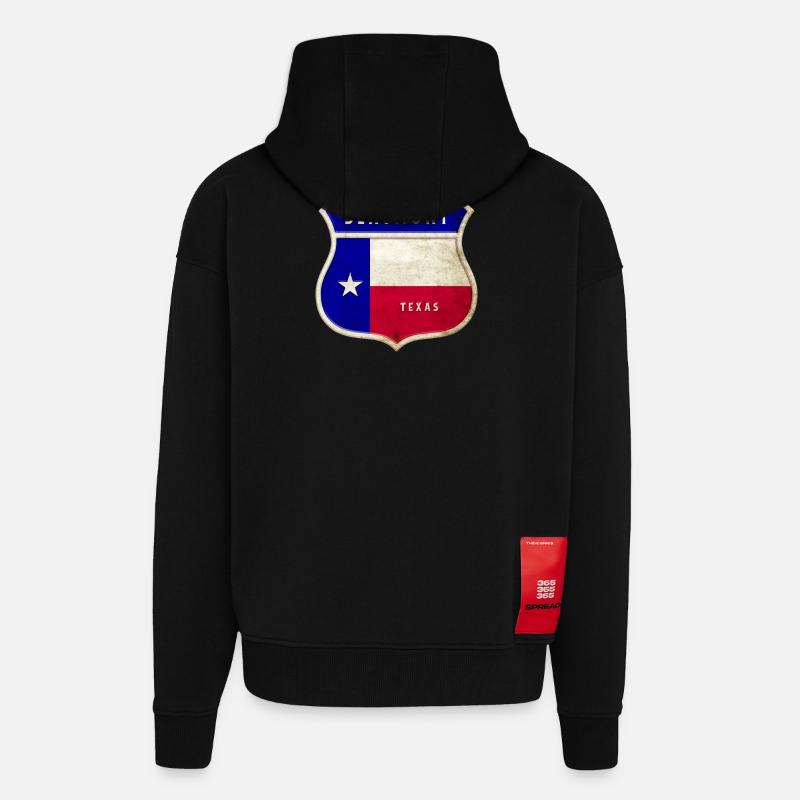 Beaumont Texas crest flags design - Zip Hoodie - made by SPREAD - SOLID BLACK