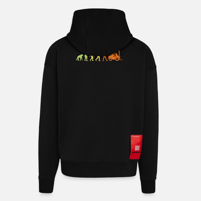 Evolution zur Gabelstapler-Arbeitskraft - Zip Hoodie - made by SPREAD - SOLID BLACK