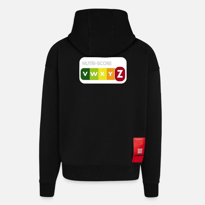 nutriscore - Veste à capuche bio épaisse oversize fabriqué en UE - SOLID BLACK