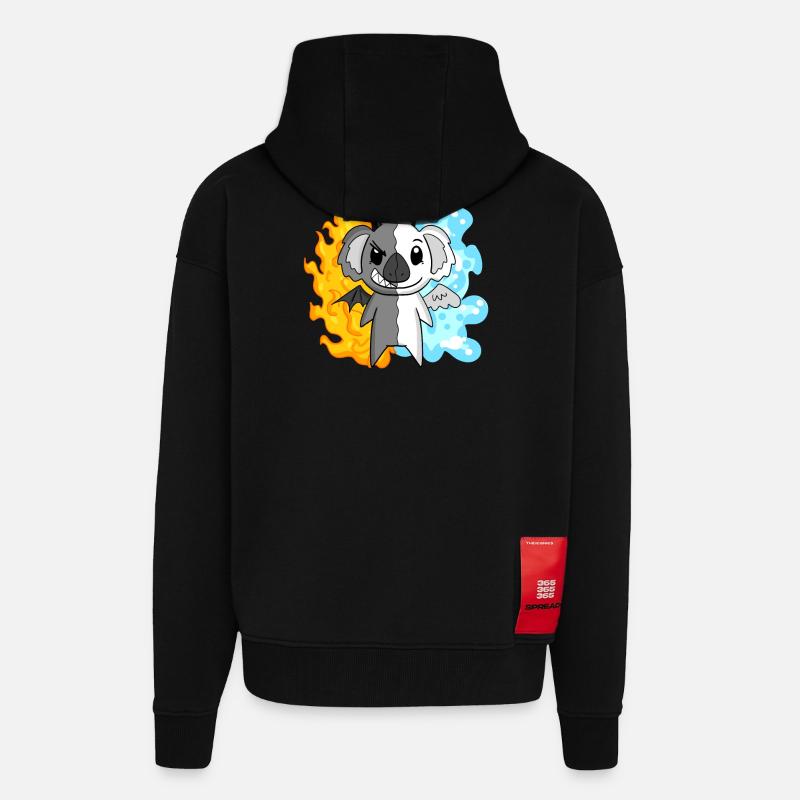Koala - Anges et Diables - Veste à capuche bio épaisse oversize fabriqué en UE - SOLID BLACK