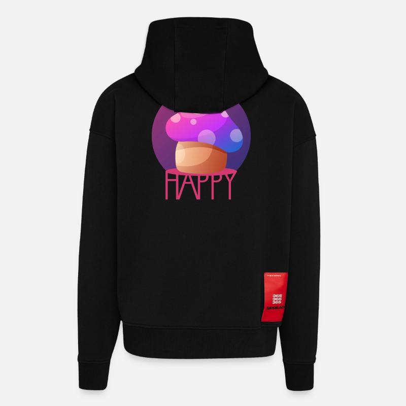 MAGIC MUSHROOM par CD - Veste à capuche bio épaisse oversize fabriqué en UE - SOLID BLACK