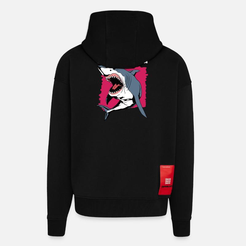 Shark Diving | Shark Diving - Zip Hoodie - made by SPREAD - SOLID BLACK