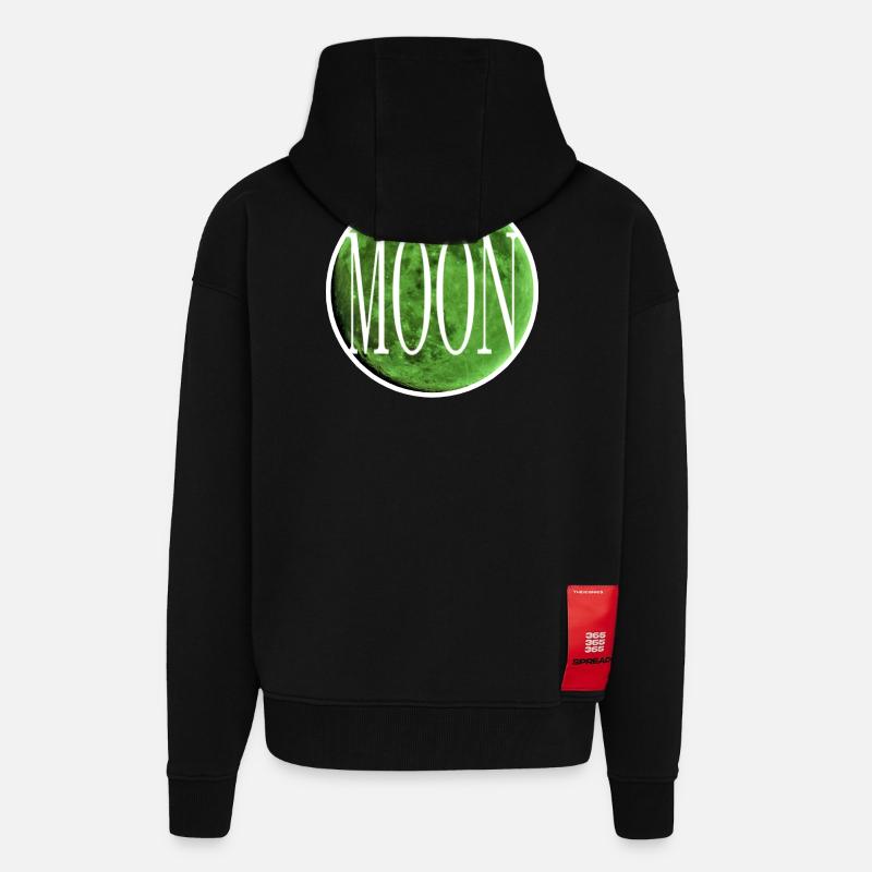 Encart - Lune vert émeraude - Veste à capuche bio épaisse oversize fabriqué en UE - SOLID BLACK