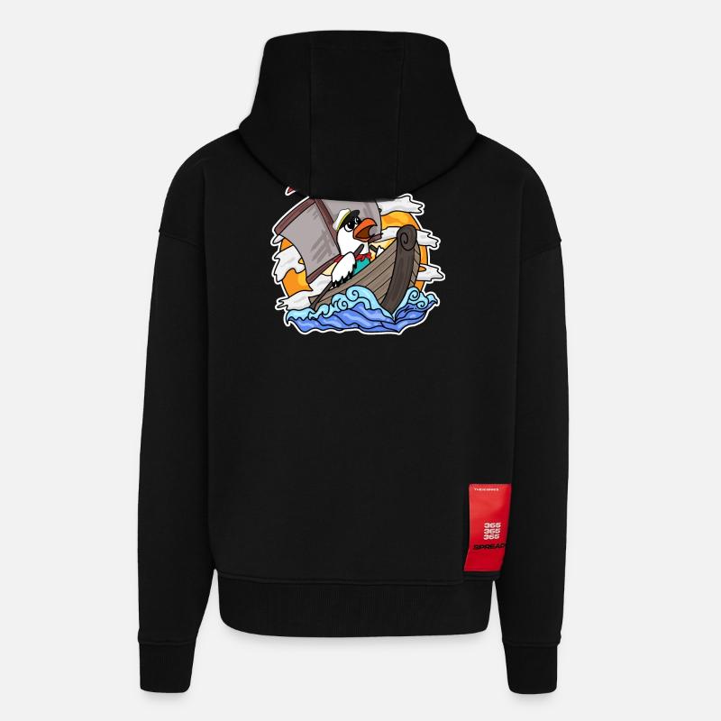 Möwe im Boot - Zip Hoodie - made by SPREAD - SOLID BLACK