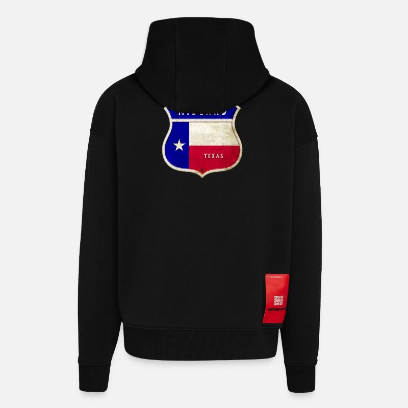 Midland Texas crest flag design - Zip Hoodie - made by SPREAD - SOLID BLACK
