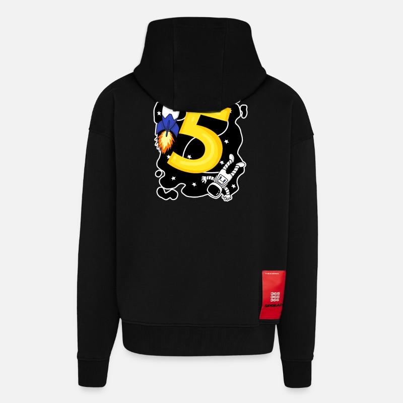 Jeune astronaute de 5 ans - Veste à capuche bio épaisse oversize fabriqué en UE - SOLID BLACK