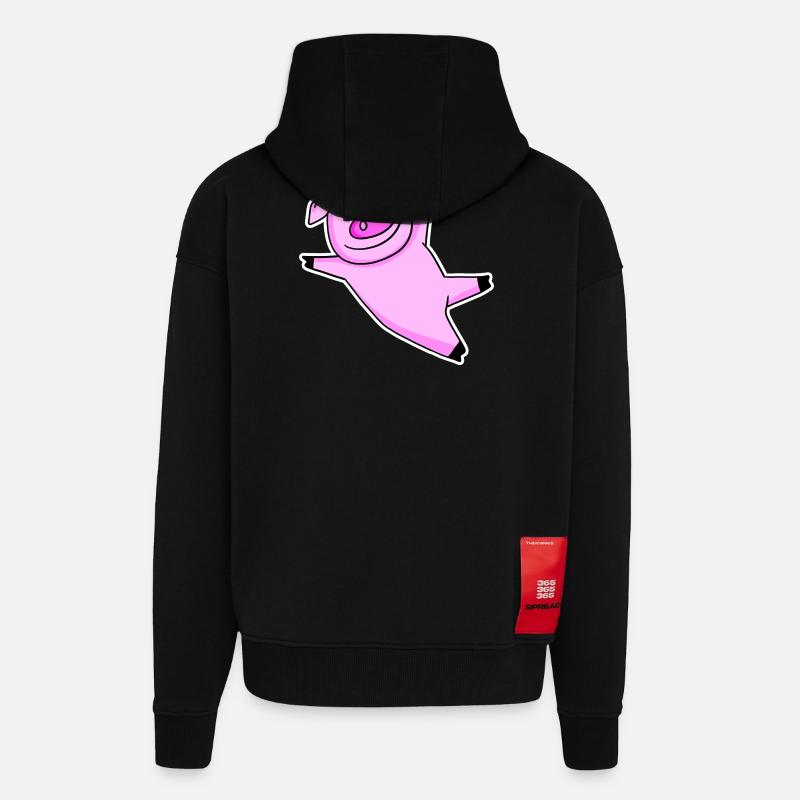 Cochon mignon - Veste à capuche bio épaisse oversize fabriqué en UE - SOLID BLACK