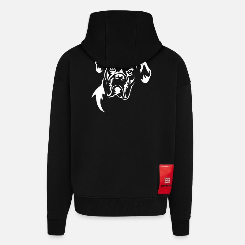 Boxer Head "Black Edition" - Zip Hoodie - made by SPREAD - SOLID BLACK