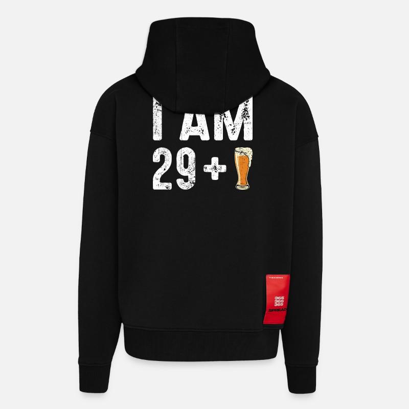 Ich bin 29 plus Bier - Zip Hoodie - made by SPREAD - SOLID BLACK