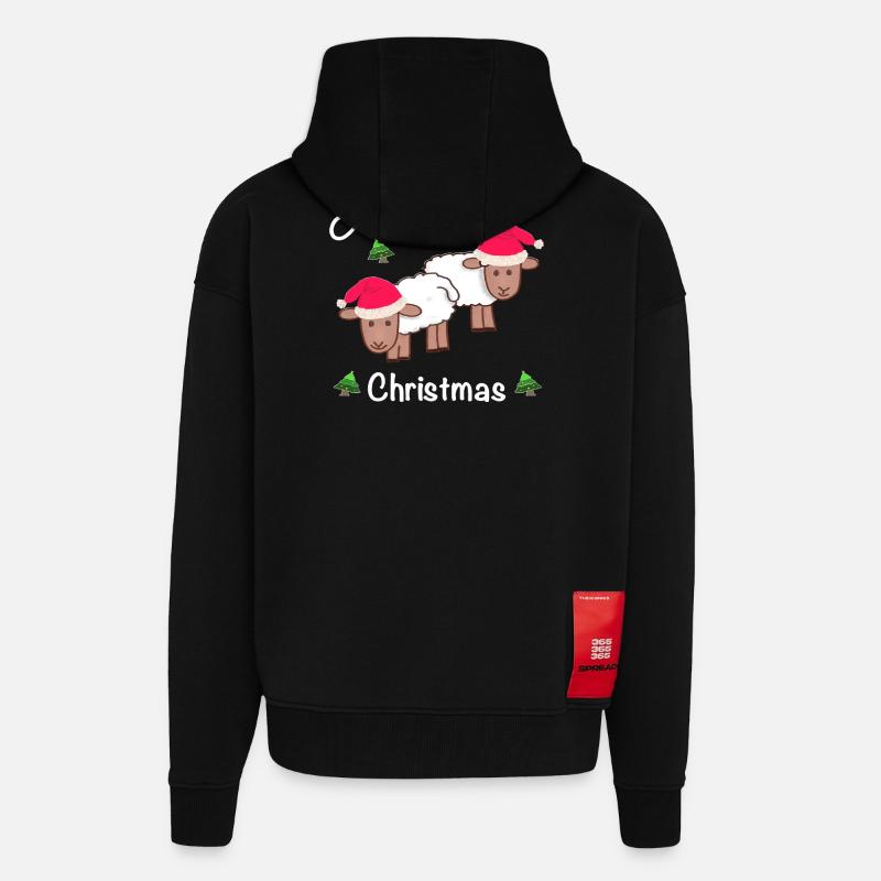Joyeux Noël, MÄHrry Noël - Veste à capuche bio épaisse oversize fabriqué en UE - SOLID BLACK