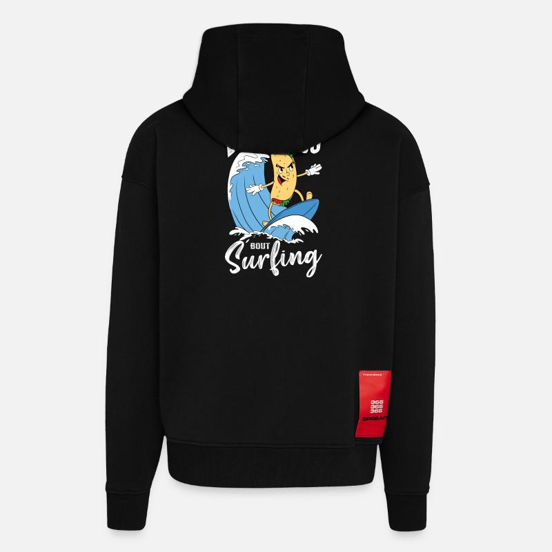 Let's Taco Bout Surfing Lover - Veste à capuche bio épaisse oversize fabriqué en UE - SOLID BLACK