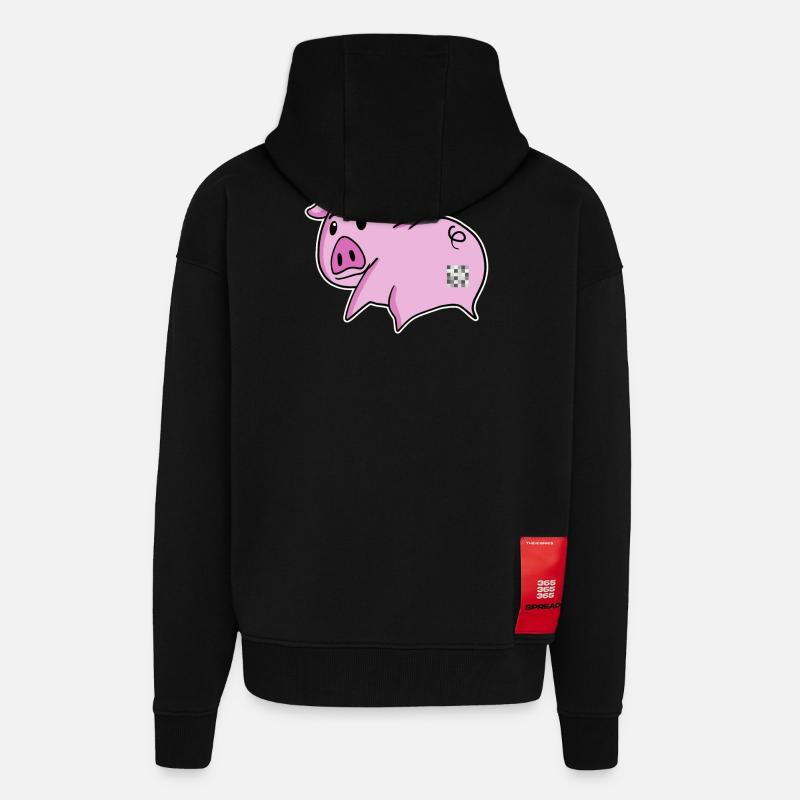 Pig Ass - Pig Butt - Veste à capuche bio épaisse oversize fabriqué en UE - SOLID BLACK