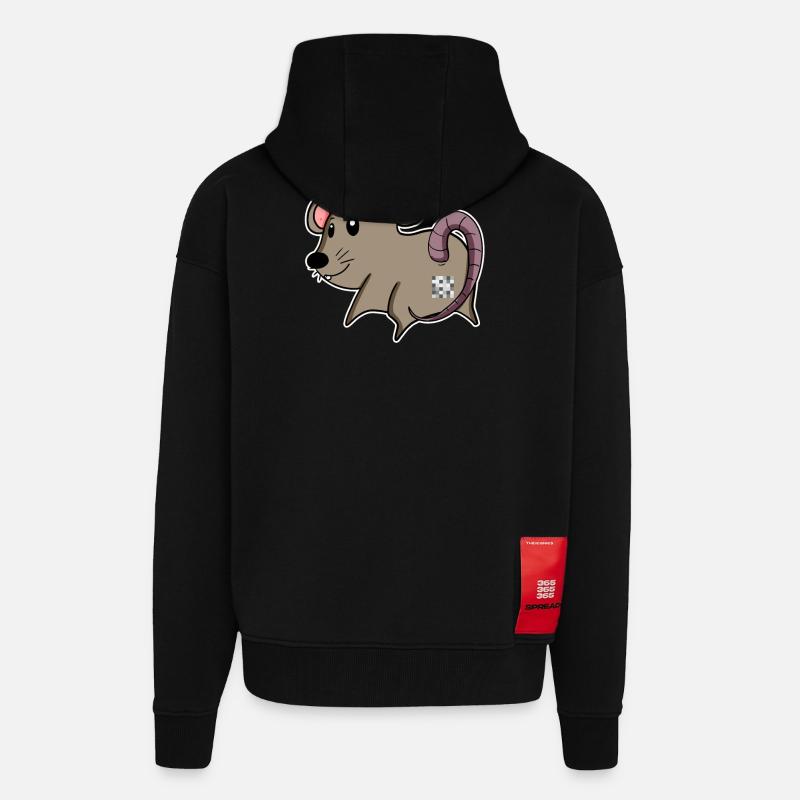 Mouse Ass - Mouse Butt - Veste à capuche bio épaisse oversize fabriqué en UE - SOLID BLACK