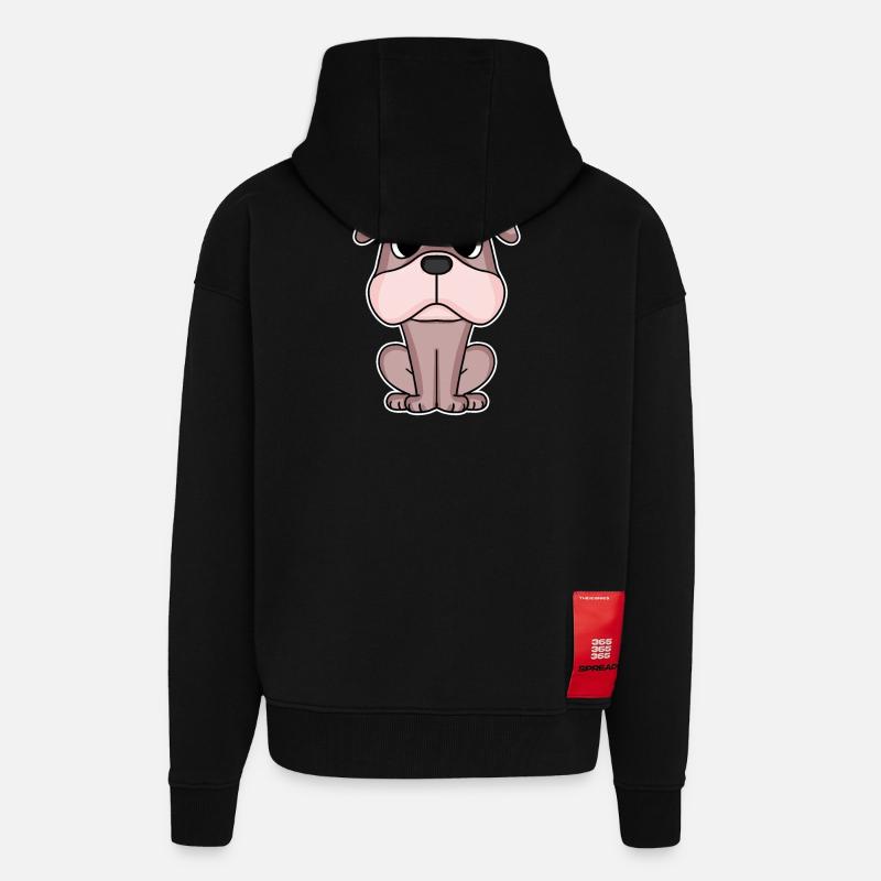 Propriétaire de chien carlin - Veste à capuche bio épaisse oversize fabriqué en UE - SOLID BLACK
