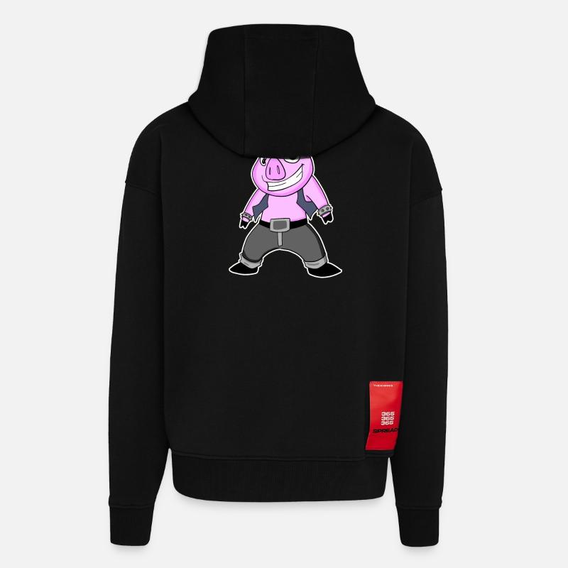 Cochon Cool - Veste à capuche bio épaisse oversize fabriqué en UE - SOLID BLACK