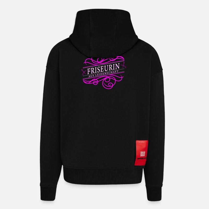 Coiffeur avec passion - Veste à capuche bio épaisse oversize fabriqué en UE - SOLID BLACK