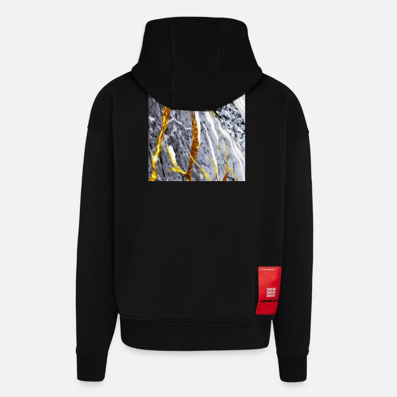 Marmor Gold Textur - Zip Hoodie - made by SPREAD - SOLID BLACK