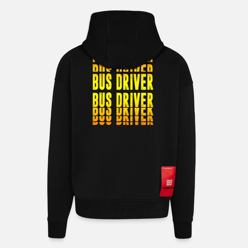 Conception de conducteurs de bus - Veste à capuche bio épaisse oversize fabriqué en UE - SOLID BLACK