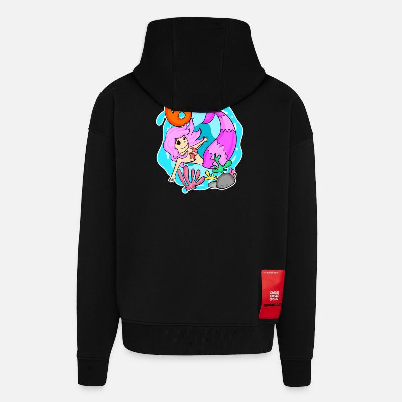 Fille 6 ans - Sirène - Veste à capuche bio épaisse oversize fabriqué en UE - SOLID BLACK